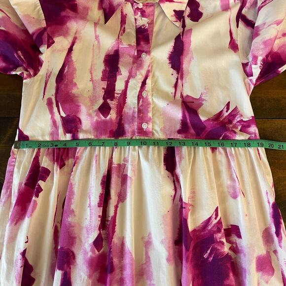 Anthropologie Maeve Bettina Dress Tiered Shirt Buttondown Watercolor Pink Small - Picture 12 of 13